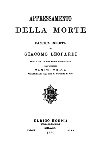 Appressamento della morte, 1a edizione