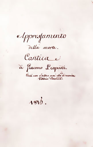 Frontespizio del manoscritto originale