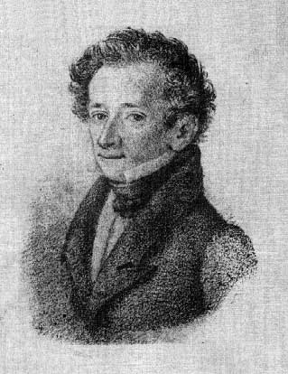 Giacomo Leopardi, disegno di L. Lolli, 1826. 27 KB