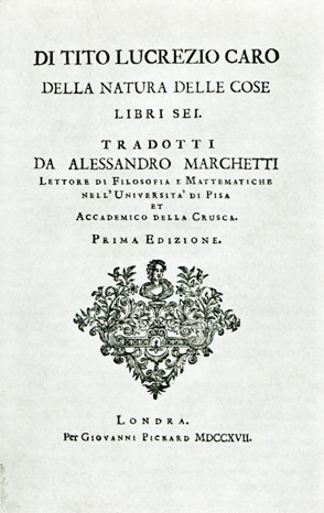 Traduzione di Lucrezio del Marchetti 1717